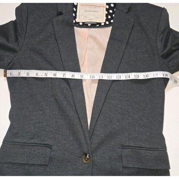 Cartonnier Anthropologie Gray One Button Blazer Jacket Womens Medium Patches Sui - Picture 7 of 11